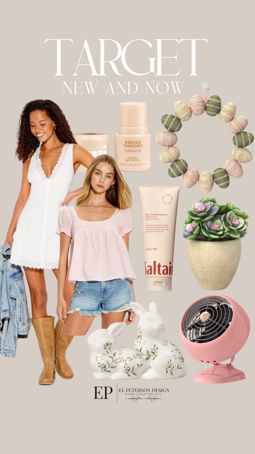 Target
New and Now
Fan
Potted plant
Dress
Top
Salt and pepper shaker
Wreath
