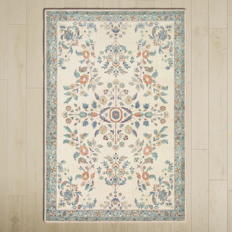 Berger Performance Cream/Burnt Orange/Blue Rug | Wayfair North America