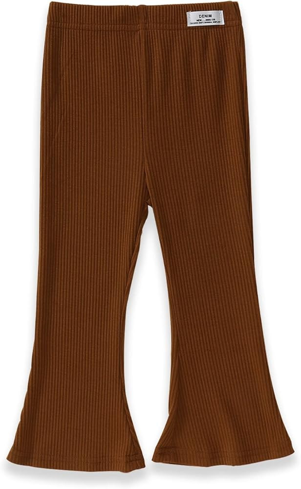 IZYJOY Kids Baby Girl Ribbed Knit Bell Bottoms Solid Color Flared Pants Toddler Elastic Waist Ruf... | Amazon (US)