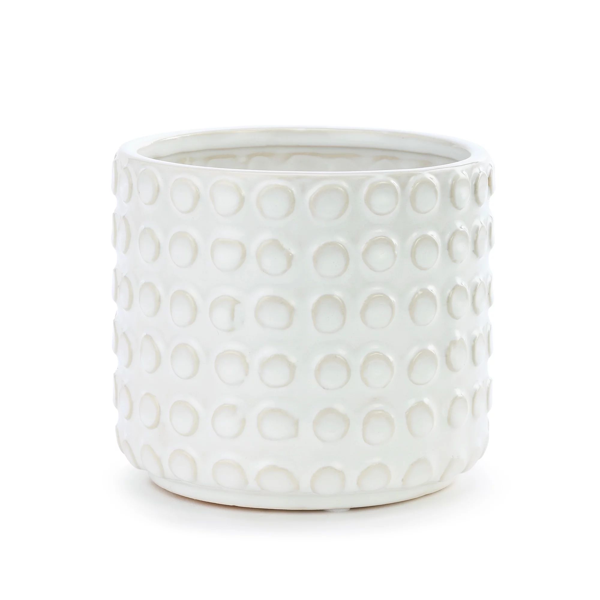 DEMDACO Dimple Glossy White 6 x 6 Ceramic Stoneware Decorative Container Vase Planter - Walmart.c... | Walmart (US)