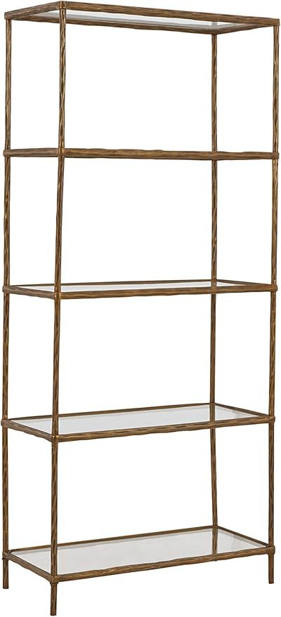 Signature Design by Ashley Ryandale Modern 5 Shelf Bookcase, Antique Brass Finish | Amazon (US)