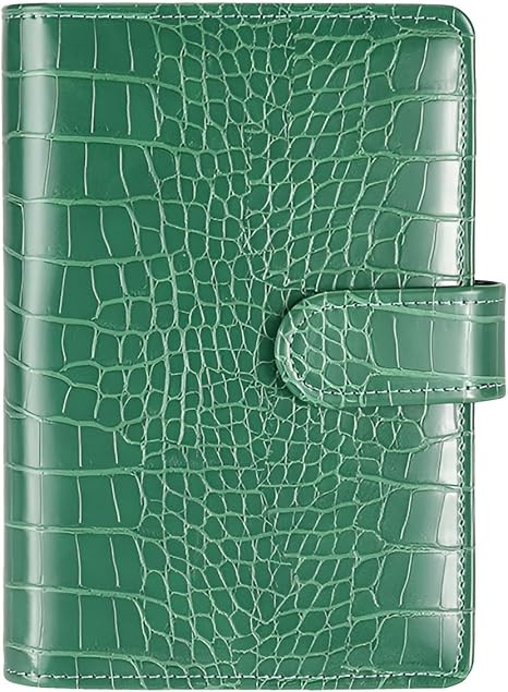 A6 6 Ring Budget Binder - Crocodile Pattern Leather Notebook Binder, Small Refillable Planner Cov... | Amazon (US)