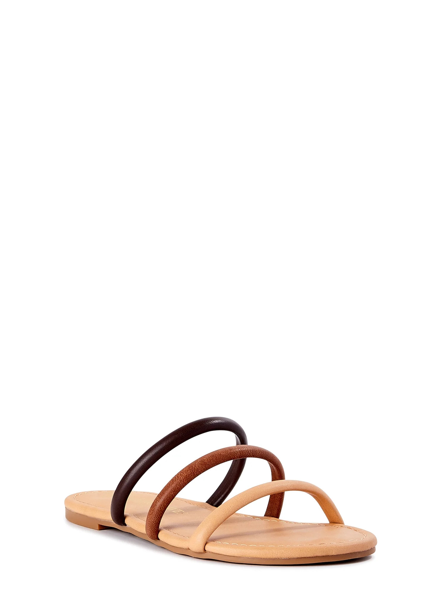 Melrose Ave Women's Faux Leather Three Strap Sandals - Walmart.com | Walmart (US)