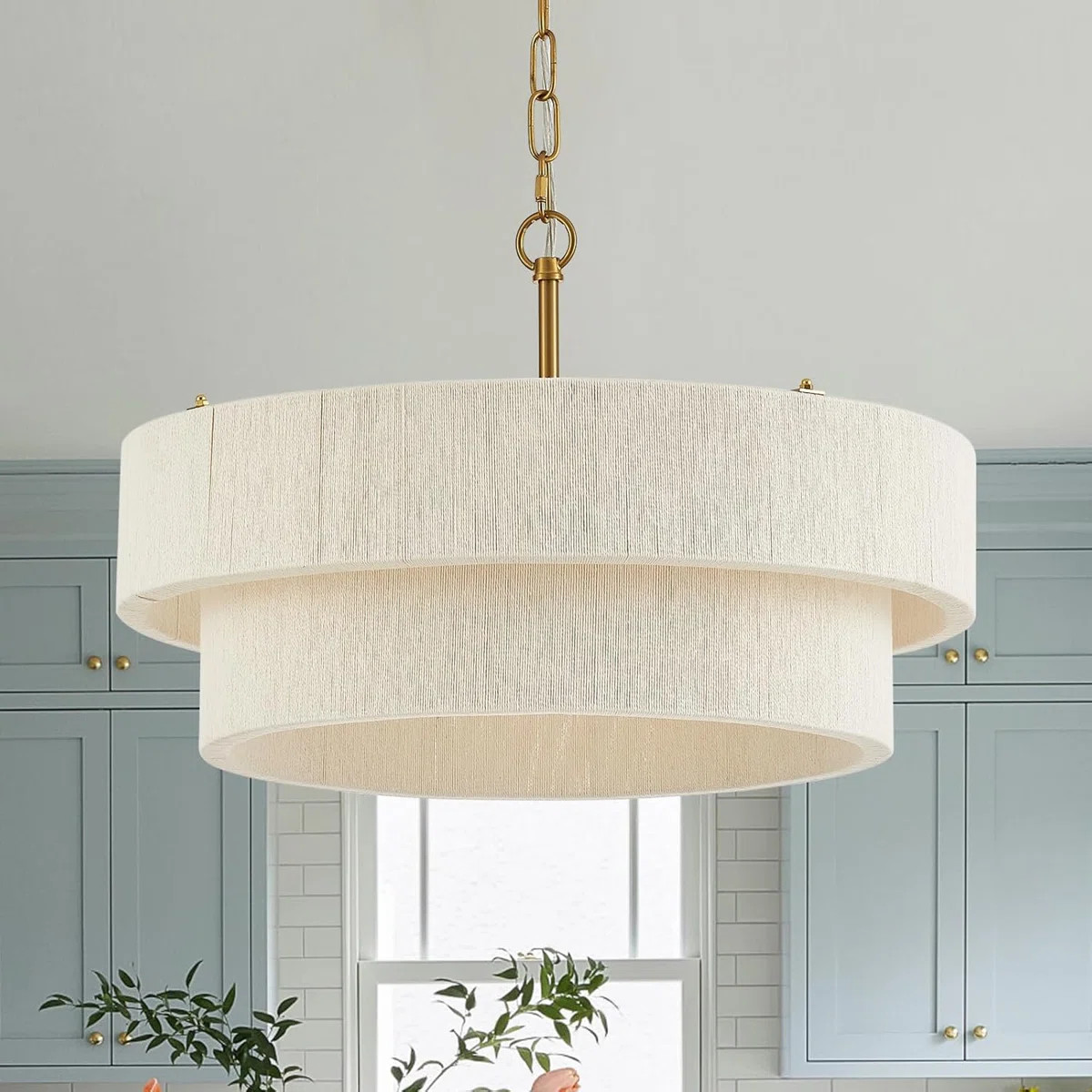 20”Hand Woven Rattan Chandelier Boho Pendant Light Adjustable Coastal Pendant Light For Kitchen... | Wayfair North America