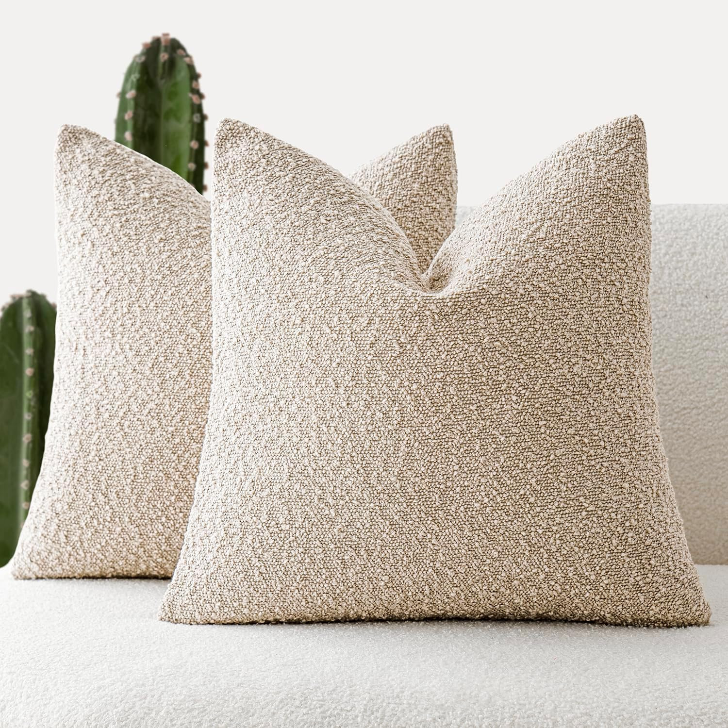 Foindtower Pack of 2, 20 x 20 Inch, Decorative Textured Boucle Throw Pillow Covers Accent Solid P... | Amazon (US)