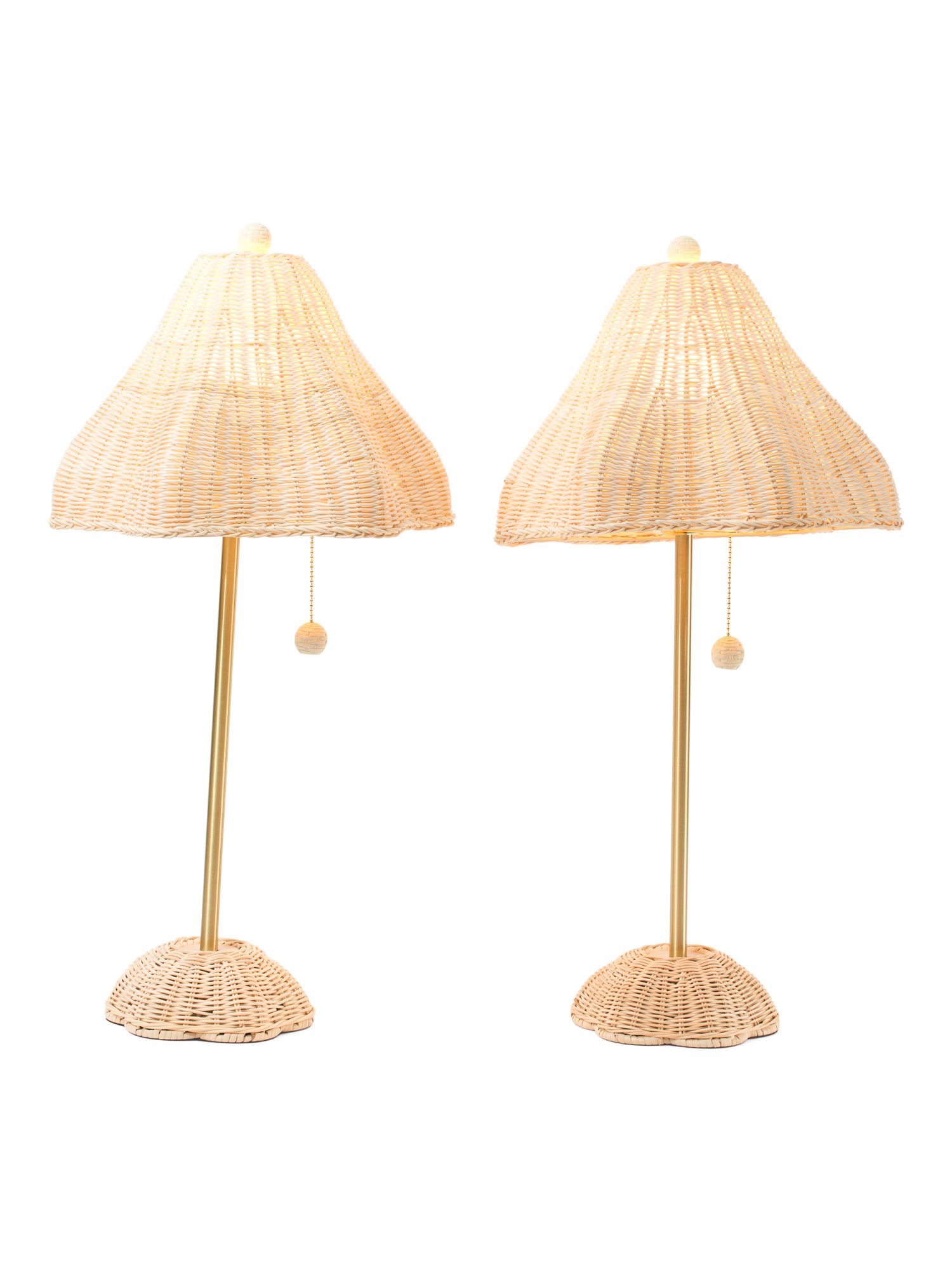 2pk 27in Rattan Woven Table Lamps | TJ Maxx