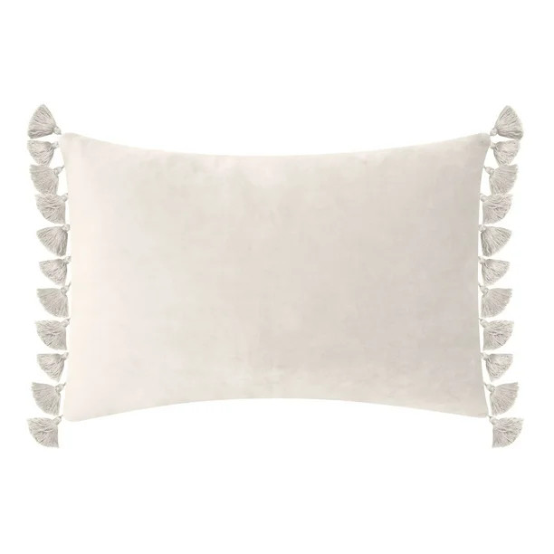Better Homes & Gardens Feather Filled Tassled Velvet Oblong Decorative Throw Pillow, 14" x 20", I... | Walmart (US)