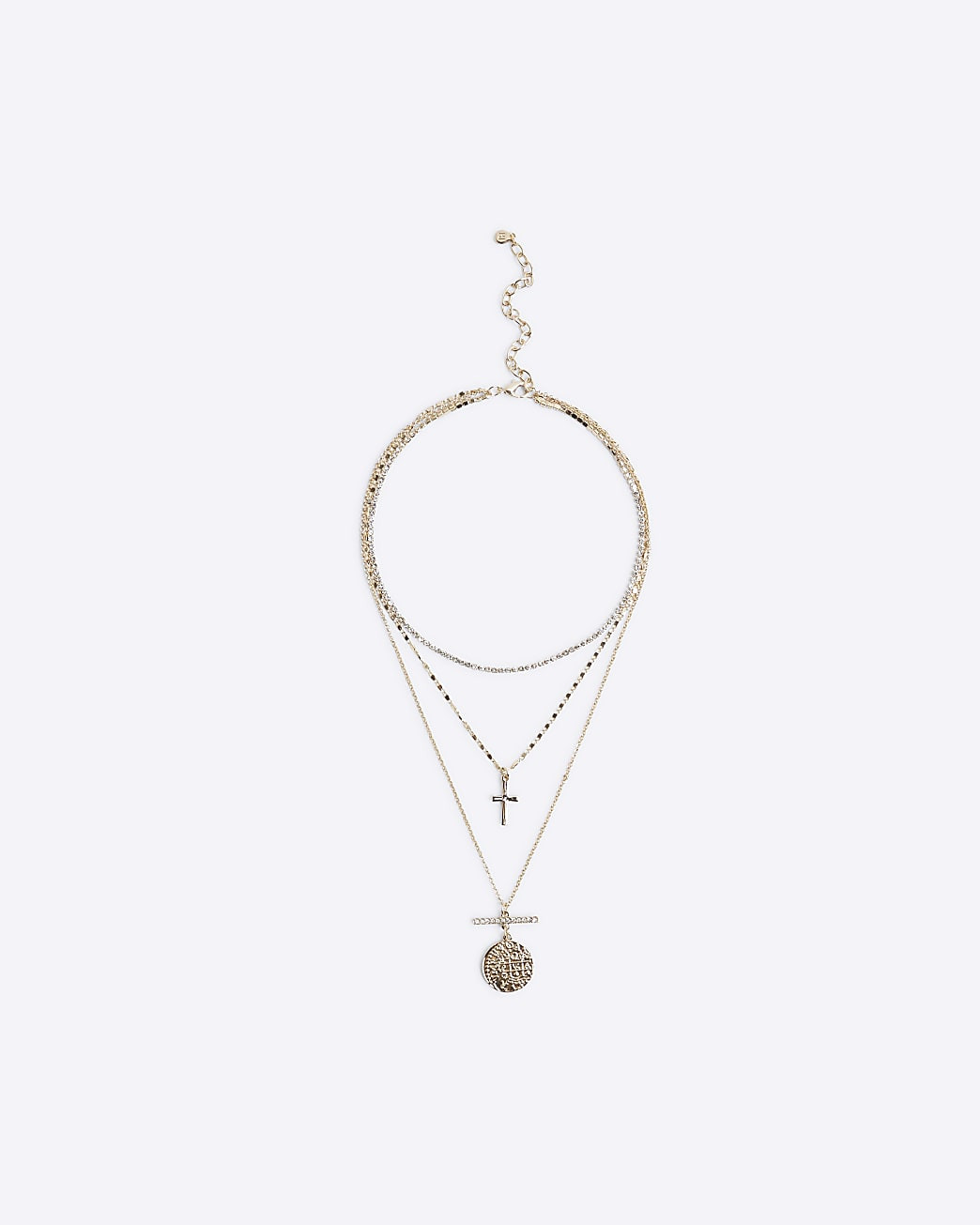Gold Coin Cross Layered Necklace | River Island UK & IE
