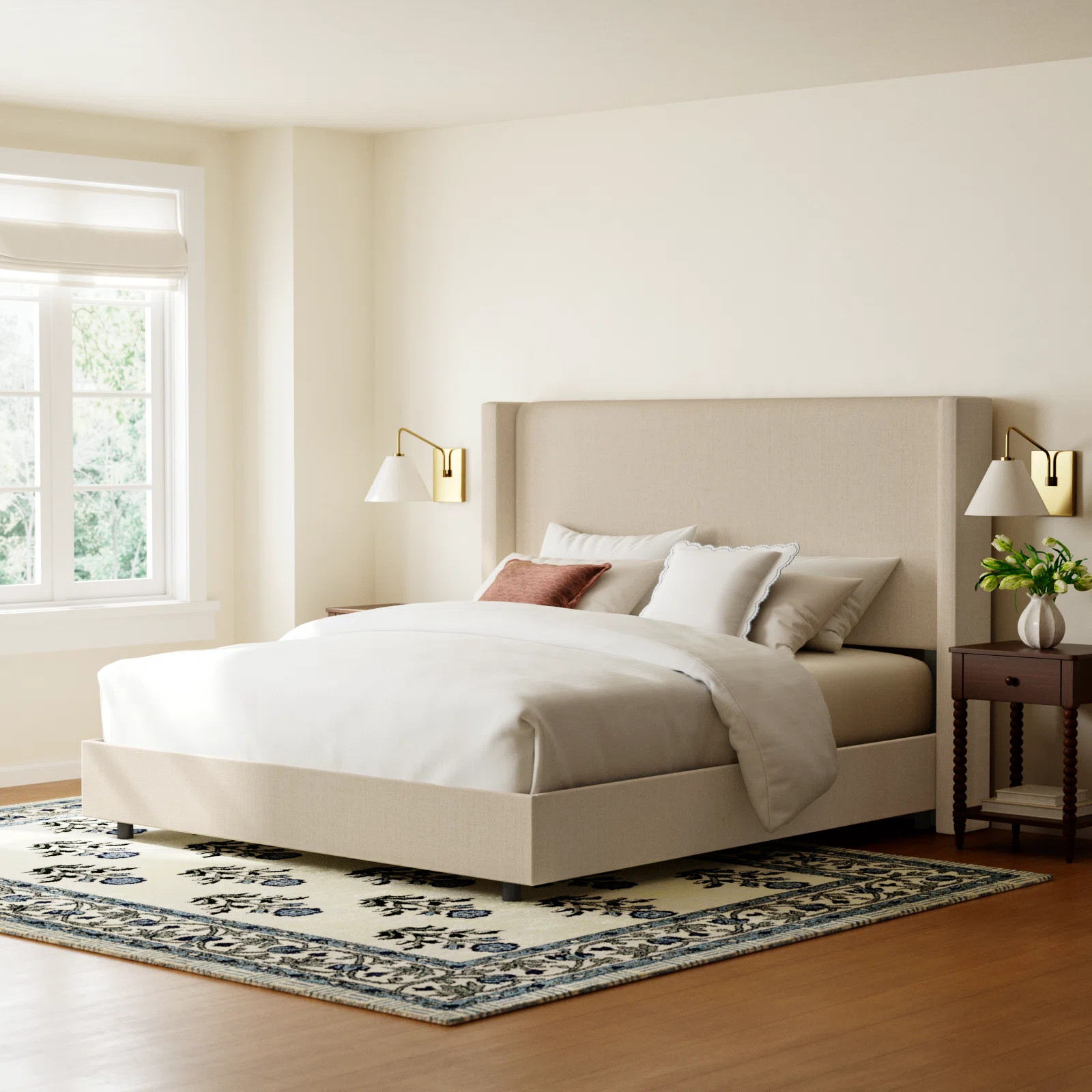 Hanson Upholstered Wingback Bed | Birch Lane