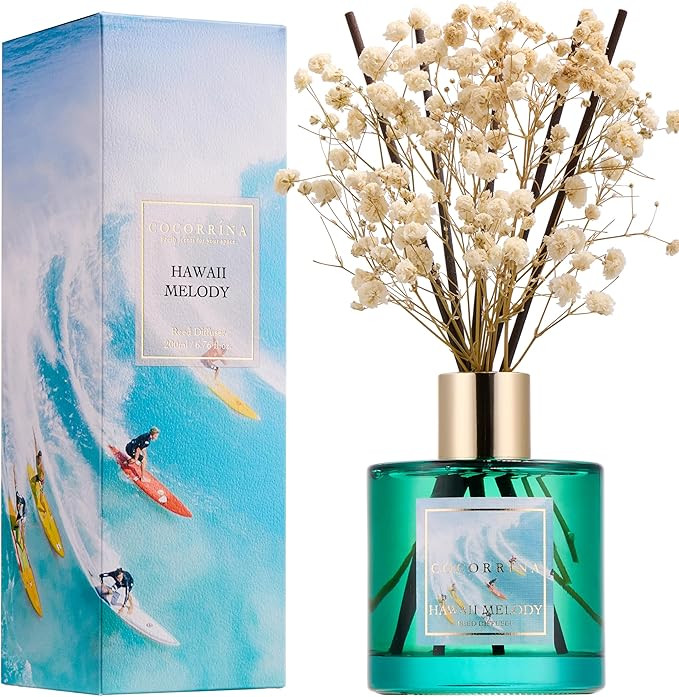 COCORRÍNA Reed Diffuser - Hawaii Melody 6.7 Fl.oz Reed Diffuser Set with 8 Sticks & Preserved Ba... | Amazon (US)