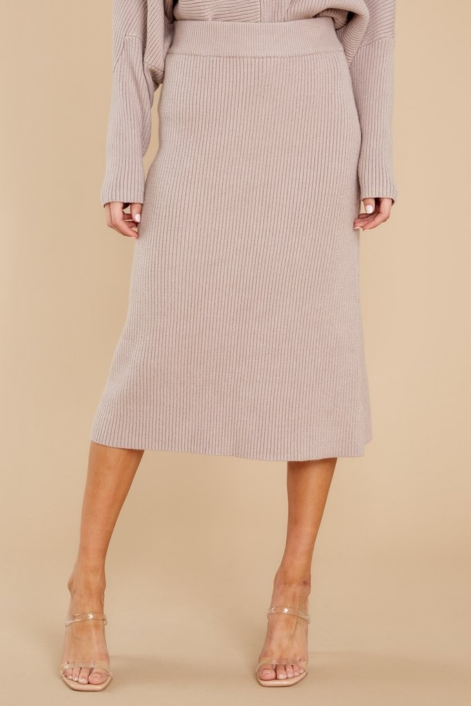 Study Hall Taupe Midi Skirt | Red Dress 