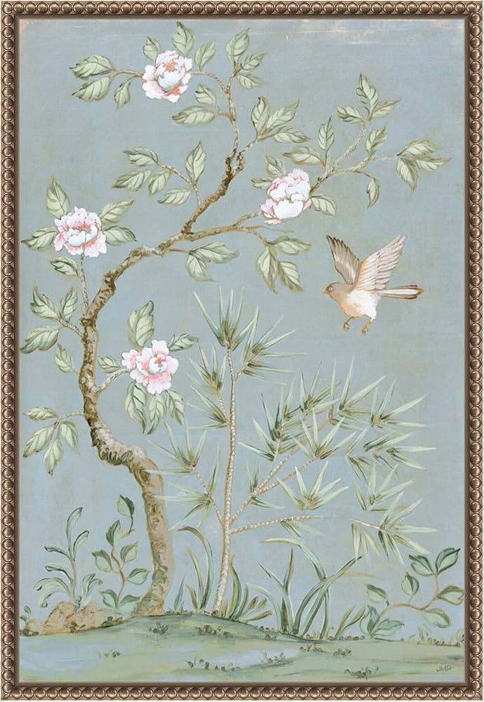 Amanti Art Framed Canvas Wall Art 23x16 Spring Flower Mural II Blue by Julia Purinton, Framed Wal... | Amazon (US)