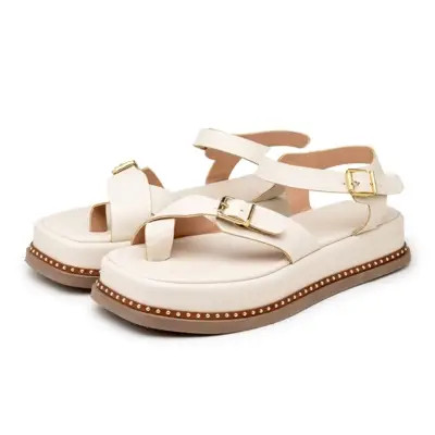 Sandália Flatform Feminina Papete Tiras Fivela 23411 Off White | Dafiti (BR)