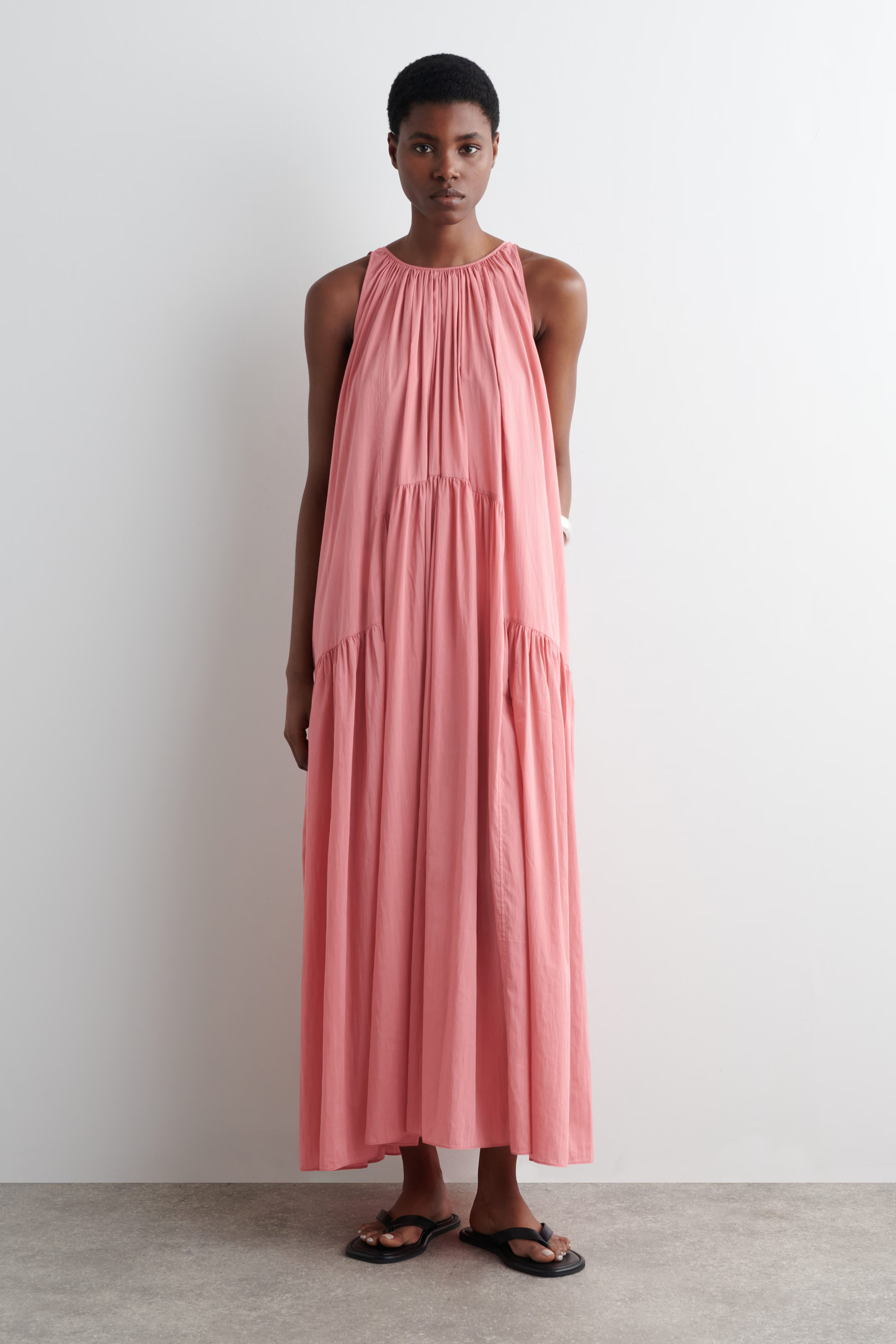 GATHERED HALTERNECK MAXI DRESS - PINK | COS | COS UK