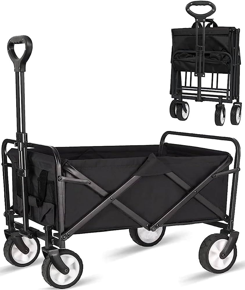 Collapsible Foldable Wagon, Beach Cart Large Capacity, Heavy Duty Folding Wagon Portable, Collaps... | Amazon (US)