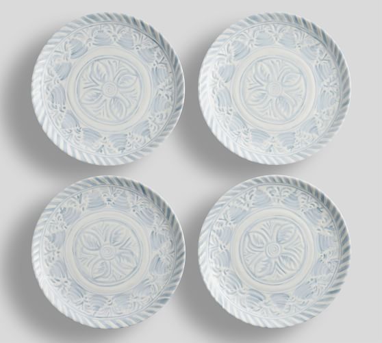 Chambray Tile Melamine Dinner Plates - Set of 4 | Pottery Barn (US)