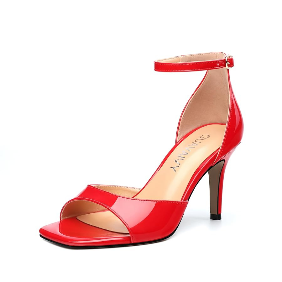 Women's Sandals High Stilettos Open Square Toe Ankle Strap Solid Fashion Dress Shoes Wedding Part... | Amazon (US)