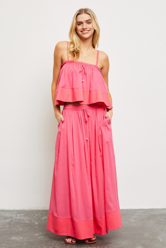 Magenta Colorblock Maxi Skirt | PinkBlush Maternity