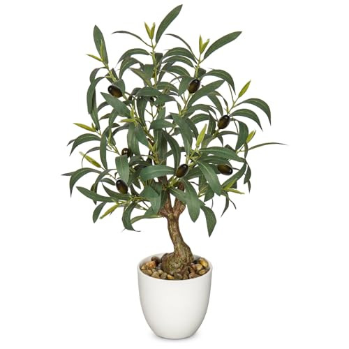 Briful Olive Trees Artificial Indoor 18 Inch Fake Olive Tree White Pot Faux Olive Greenery for Home Office Room Table Modern Decor | Amazon (US)