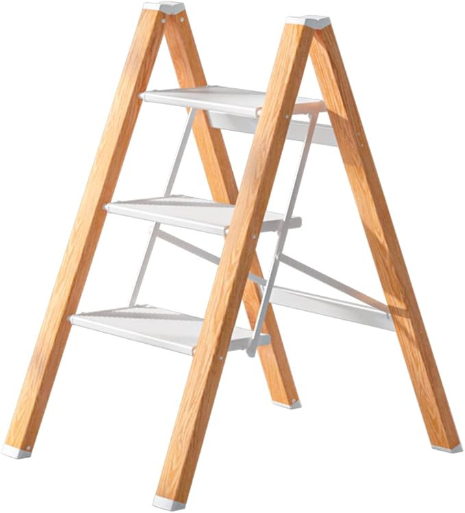 3 Step Ladder Anti-Slip Foldable Step Stool White Aluminum Lightweight and Wide Pedal for Home an... | Amazon (US)