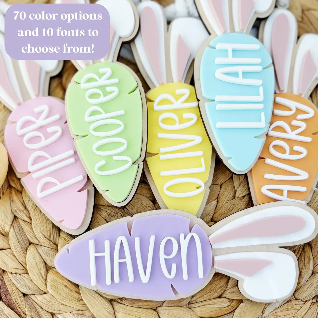 Carrot Easter Basket Tag, Easter Bunny Tag, Custom Name Easter Tag, Personalized Easter Basket Ta... | Etsy (US)