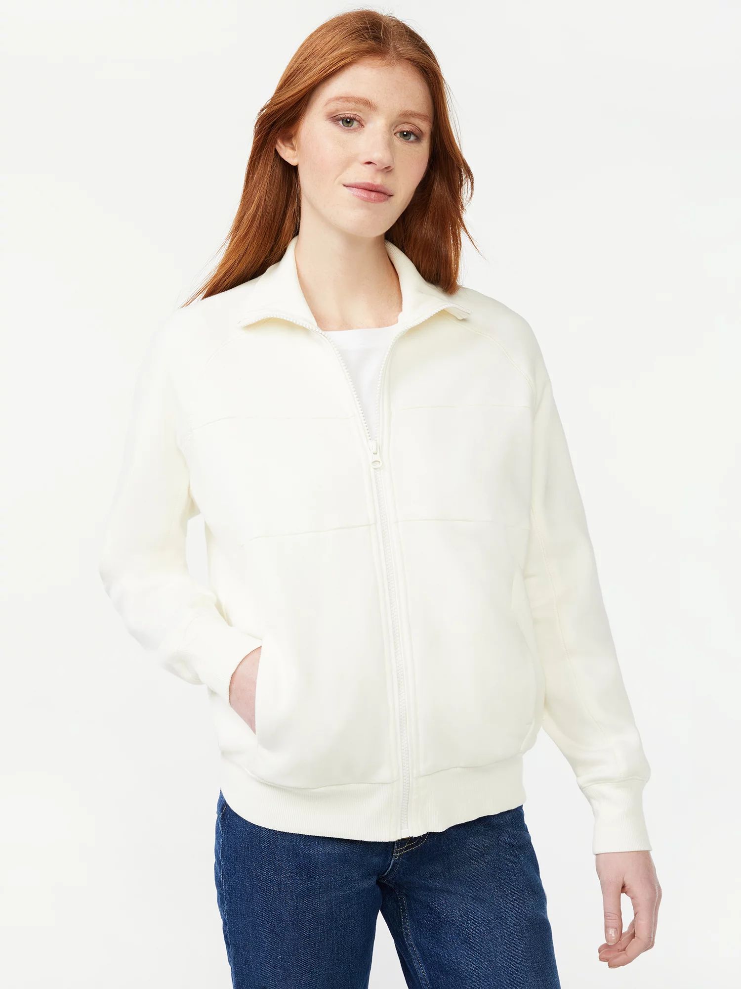 Free Assembly Women's Mock Neck Track Jacket with Raglan Sleeves | Walmart (US)