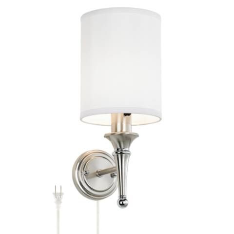 Possini Euro Braidy Brushed Nickel Plug-In Wall Sconce | Lamps Plus