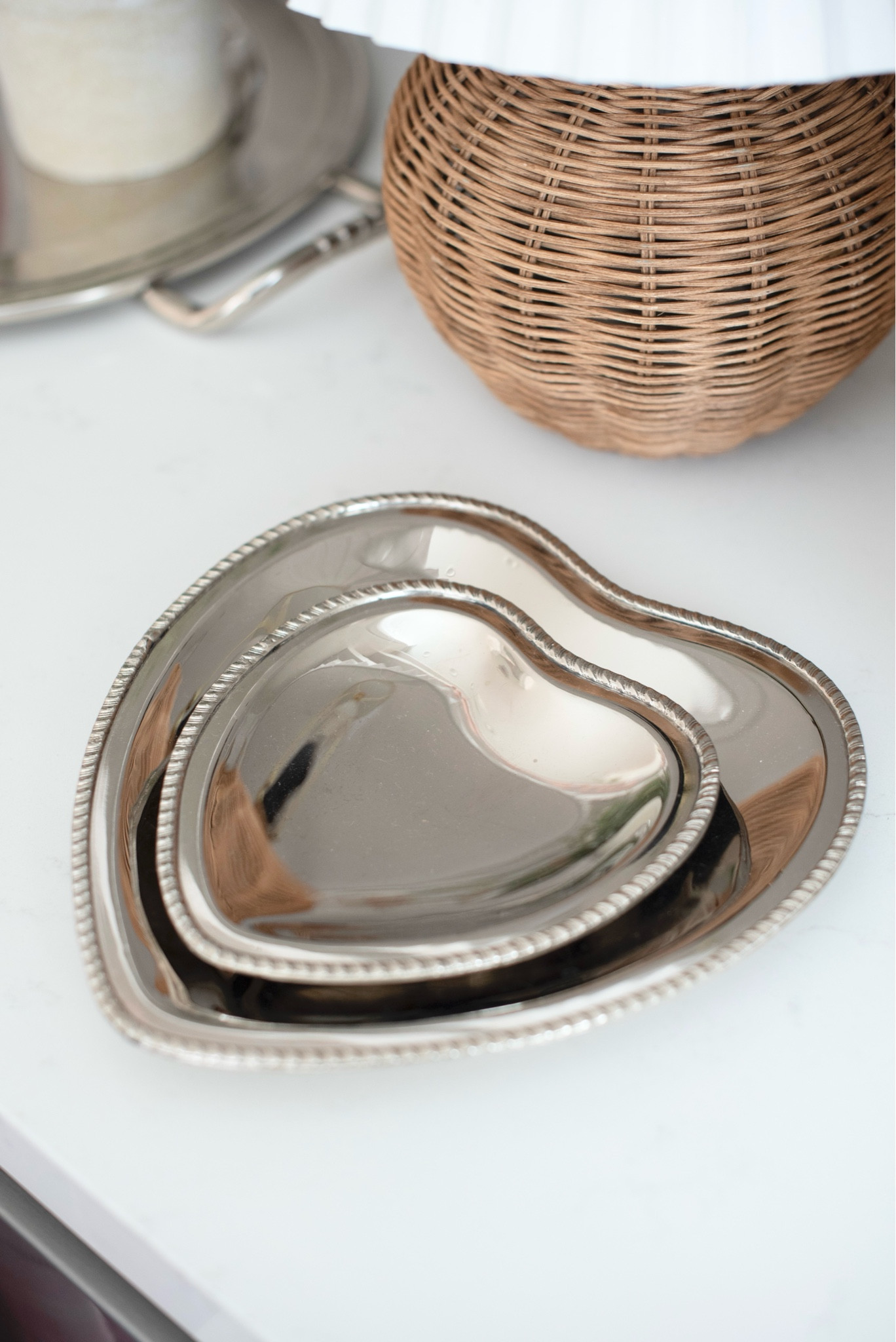 Silver heart trays from Potterybarn. Elegant understated Valentine’s. 

#LTKSeasonal #LTKMostLoved #LTKhome