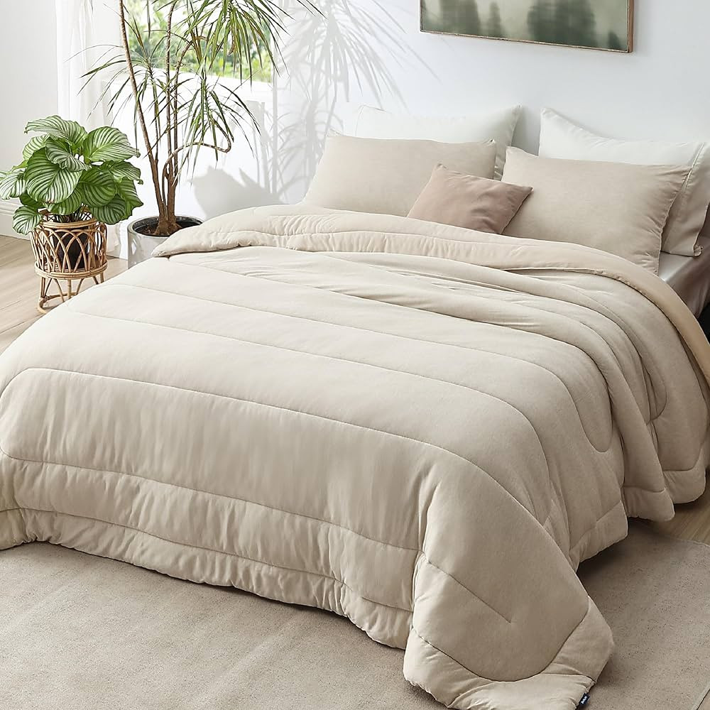 Bedsure King Comforter Set - Cooling and Warm Bed Set, Linen Reversible All Season Cooling Comfor... | Amazon (US)