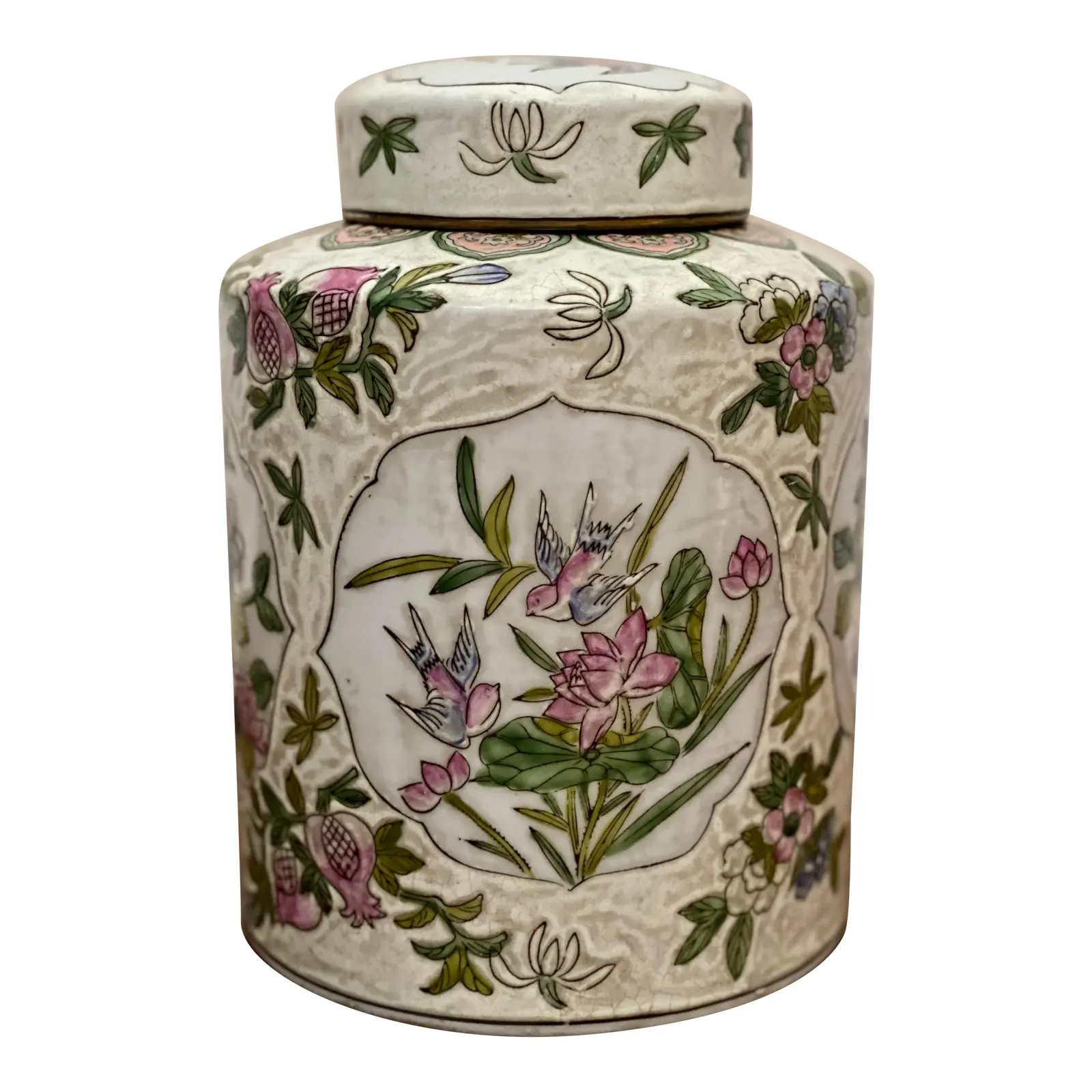 Vintage Large Floral Ginger Jar | Chairish