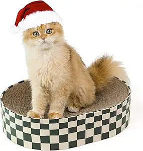 Cat Scratcher Cardboard,2 in 1 Oval Cat Scratch Pad Bowl Nest for Indoor Cats Grinding Claw,Round... | Amazon (US)