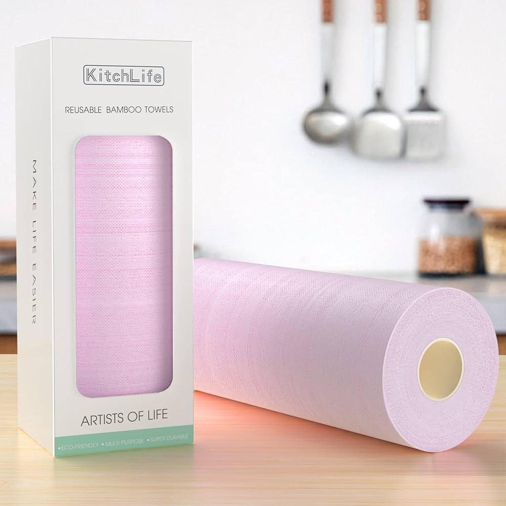 KitchLife Reusable Bamboo Paper Towels - 1 Roll = 4 Months Supply, Washable and Recycled Paper Ro... | Amazon (US)