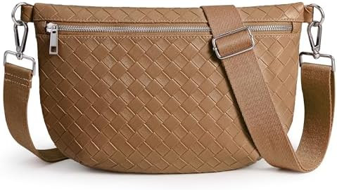 KALIDI Faux Woven Crossbody Bags for Women Vegan Leather Bum Bag Fanny Pack | Amazon (US)