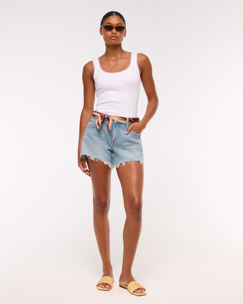 Women's Curve Love Mid Rise A-Line Short | Women's Clearance | Abercrombie.com | Abercrombie & Fitch (US)