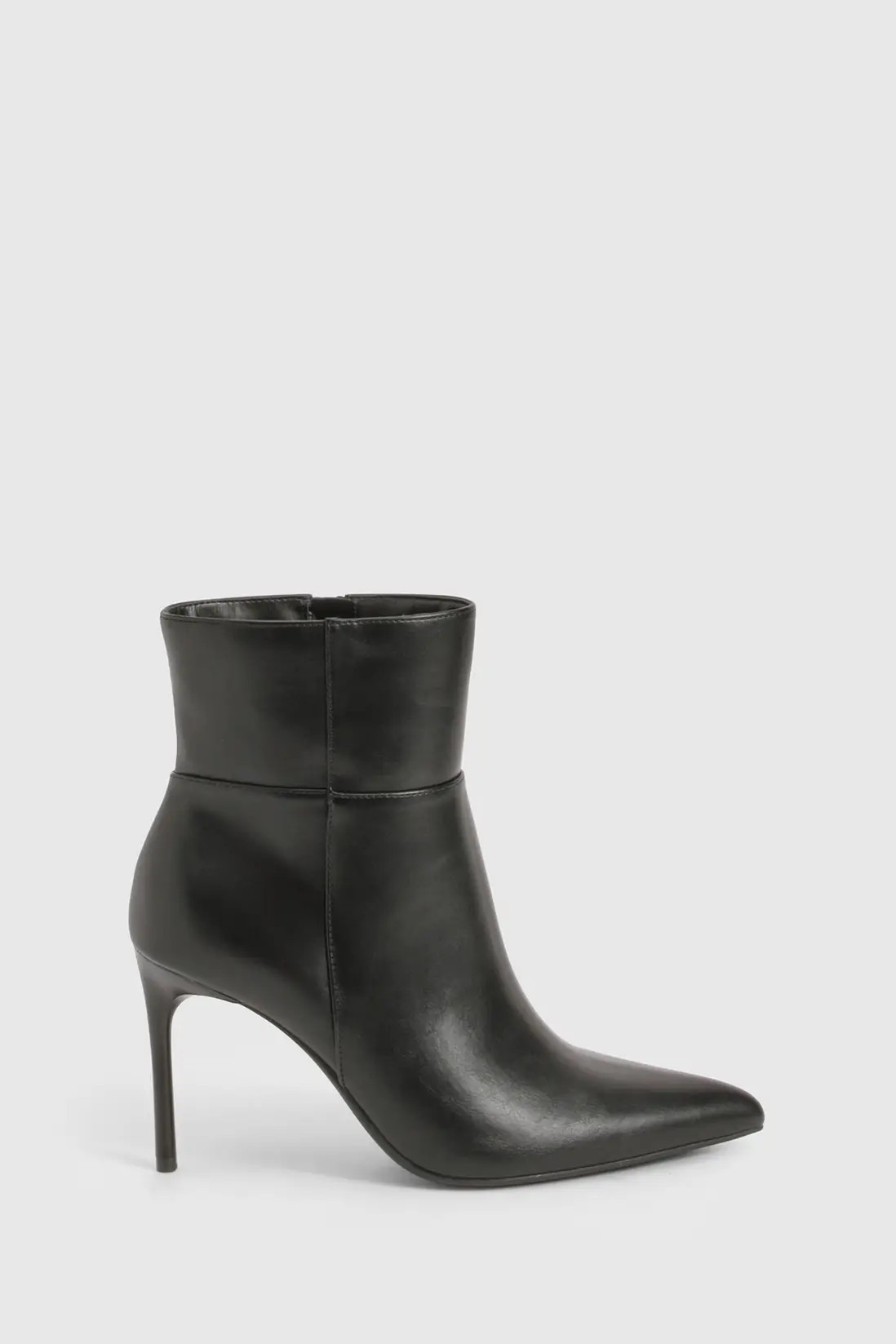 Black Stiletto Pointed Toe Column Calf High Boots | Boohoo | Boohoo.com (UK & IE)