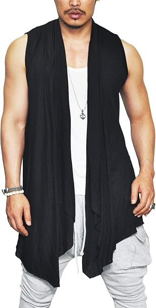 COOFANDY Men's Ruffle Shawl Collar Cardigan Sleeveless Open Front Sleeveless Kimono Vest | Amazon (US)