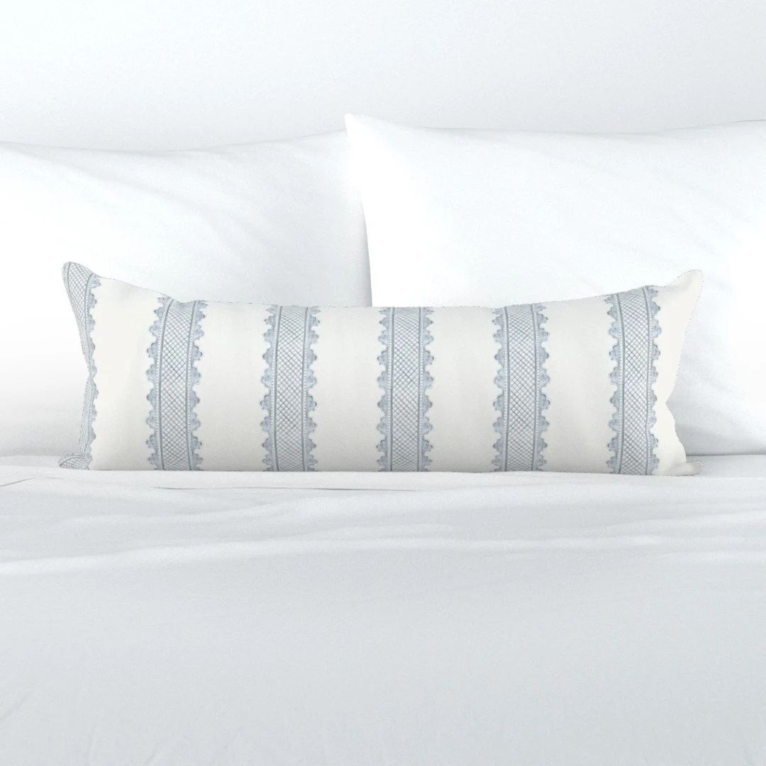 Blue XL Lumbar Pillow Clarabelle Stripes by Danika_herrick Stripes Rococo Baroque Extra Large Rec... | Etsy (US)