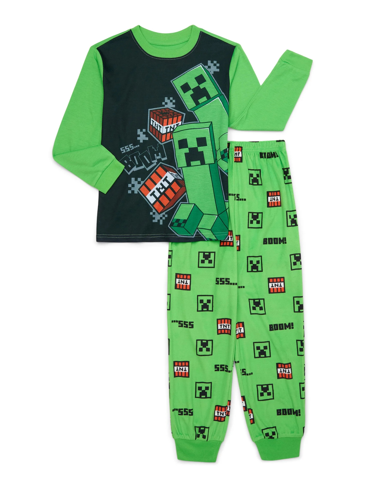 Minecraft Boys Long Sleeve Top and Pants, 2-Piece Pajama Set, Sizes 4-16 | Walmart (US)