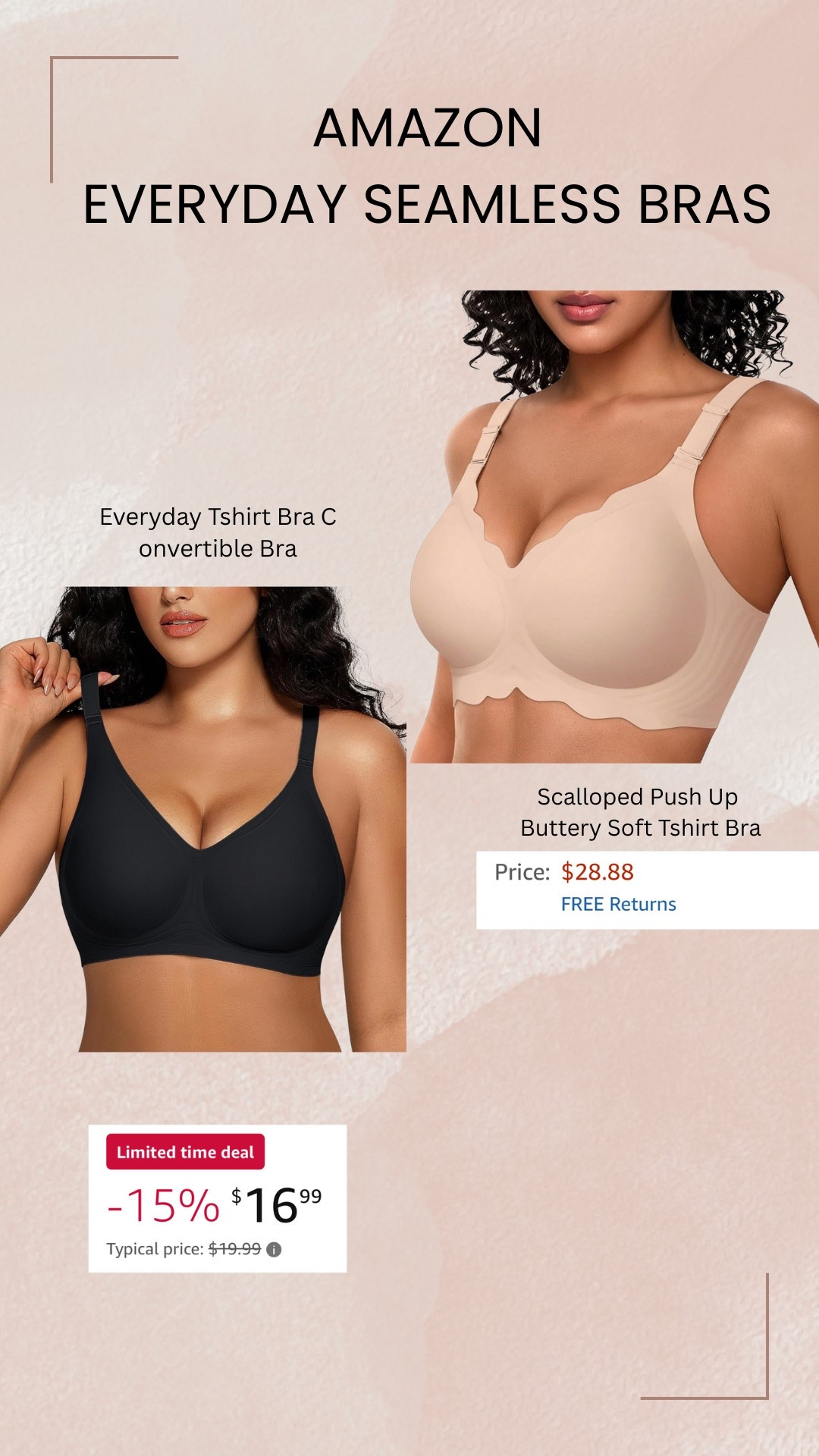 Everyday seamless, buttery soft bras !! Under $30 ! 
•convertible straps bra
•scalloped convertible push up 

#LTKSaleAlert #LTKFindsUnder50 #LTKSummerEdit
