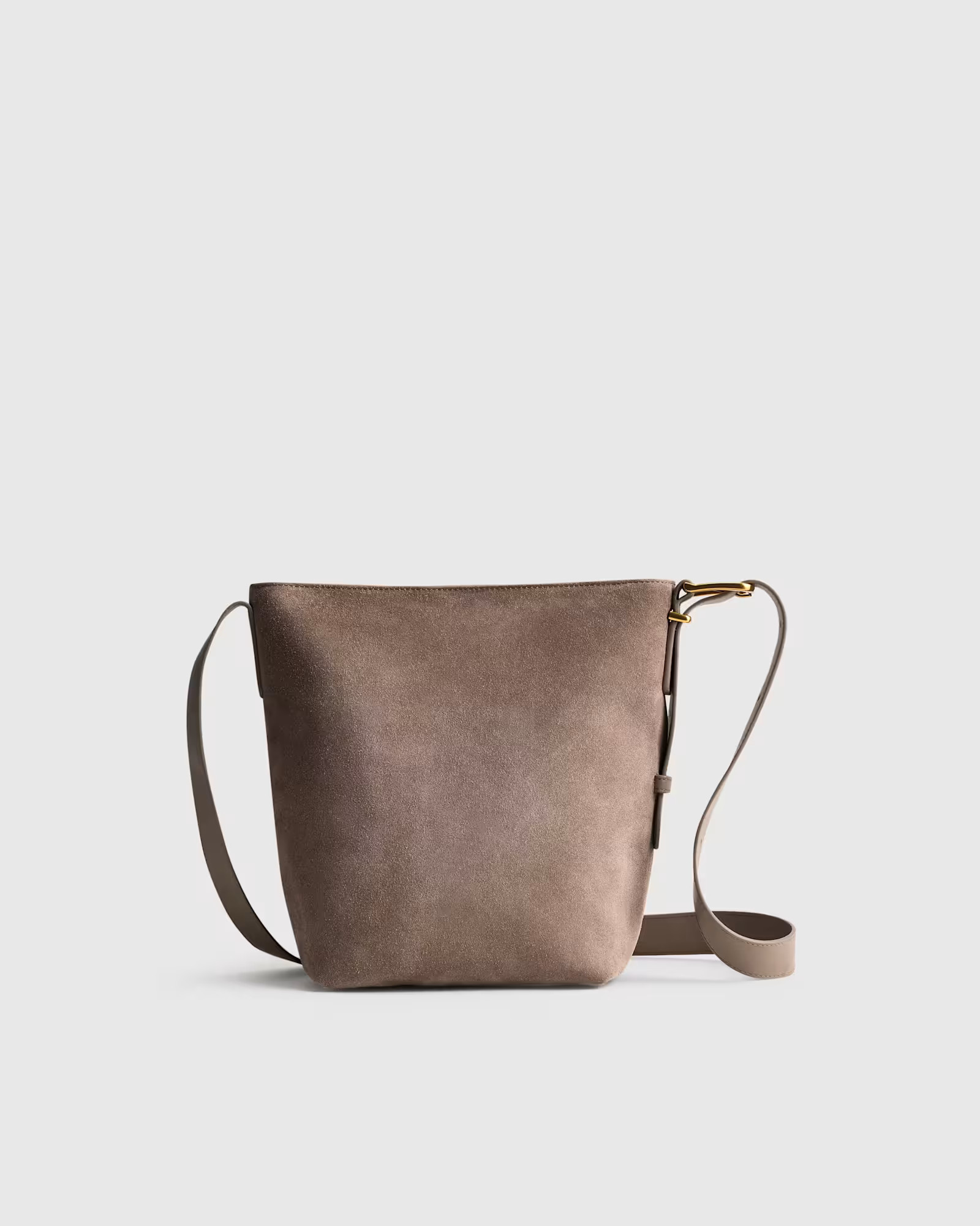 Italian Suede Bucket Crossbody in Pebble | Quince