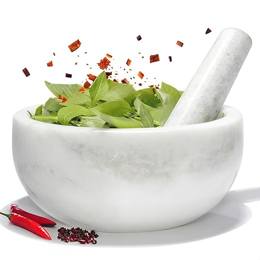 Koville Mortar and Pestle Set, 100% African Marble, 7" Grinder Bowl for Guacamole, Salsa, Pill Cr... | Amazon (US)