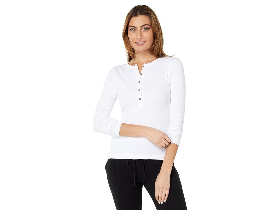 Hard Tail Long Sleeve Henley Tee (White) Women's T Shirt | Zappos