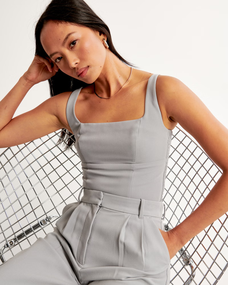 Tailored Squareneck Set Top | Abercrombie & Fitch (US)