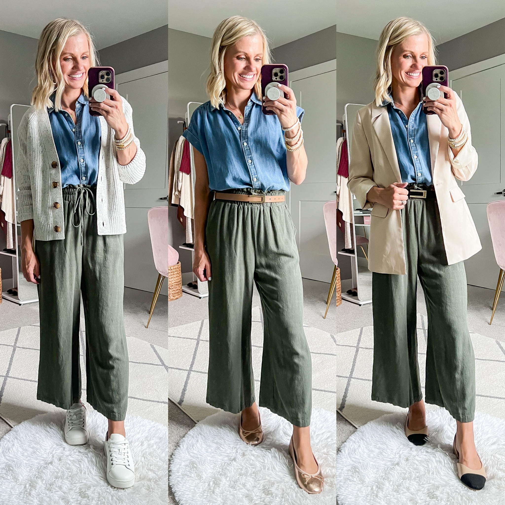Teacher capsule wardrobe outfits! 
Shirt- xs || cardigan- xs || blazer- xs || pants- small 

#LTKStyleTip #LTKFindsUnder50 #LTKWorkwear