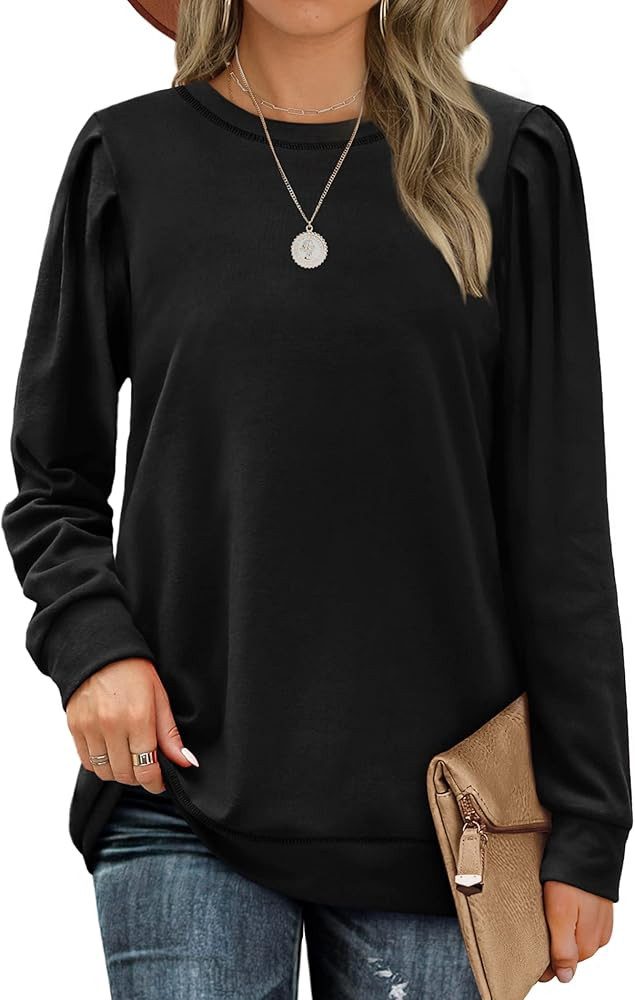 Amazon.com: Geifa Womens Sweatshirts Soft Long Sleeve Tunic Tops for Leggings Winter Brown L : Cl... | Amazon (US)