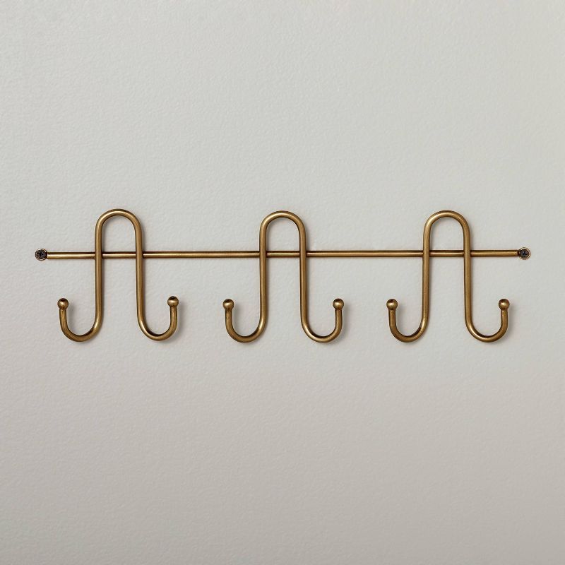 16" Multi-Prong Metal Wall Hook Rack Brass Finish - Hearth & Hand™ with Magnolia | Target