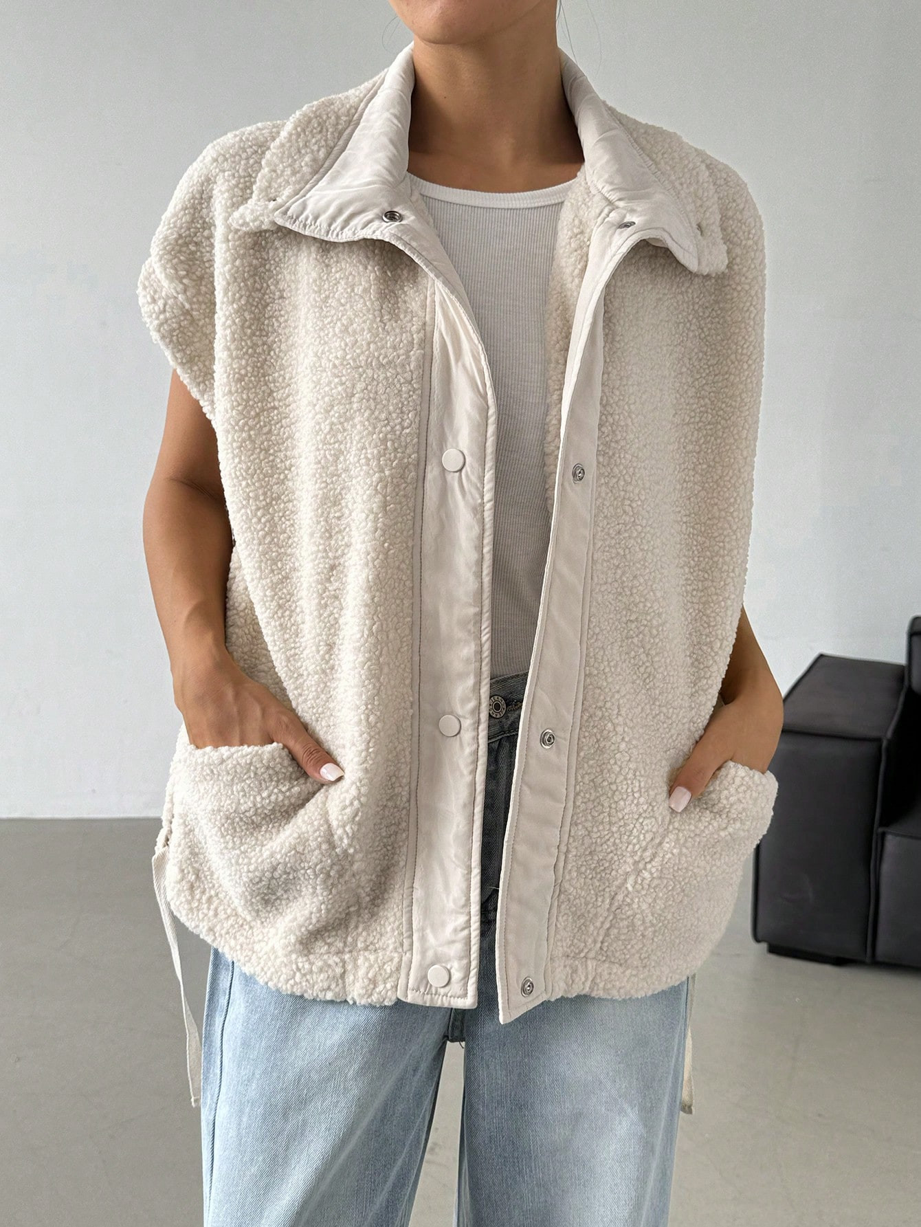 SHEIN EZwear Sleeveless Shearling Regular Jacket | SHEIN USA | SHEIN