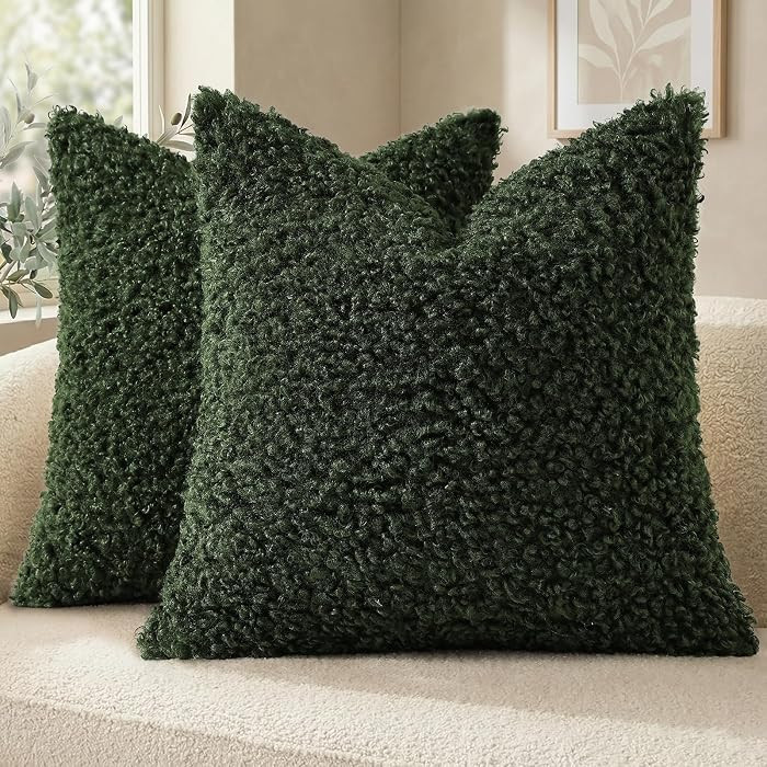 decorUhome Pack of 2 Throw Pillow Covers 20x20 Inch, Faux Fur Decorative Sherpa Pillow Covers Fuz... | Amazon (US)