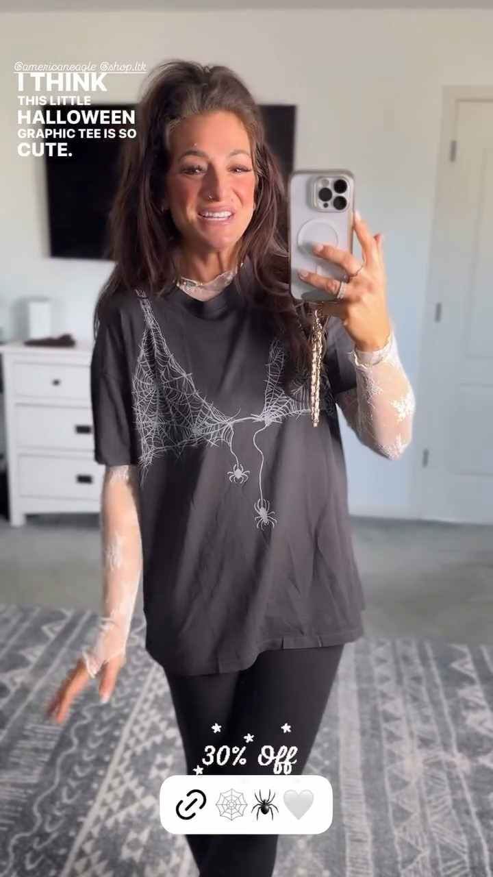 AE Halloween graphic tee 30% off with code during the LTK sale!! In my true size small and it works with leggings 👌 These leggings are the ribbed style and I’m in love!! So soft and perfectly compressing! In my true size/short-20% off with code during the LTK Fall sale! 

#LTKFallSale #LTKStyleTip #LTKFindsUnder50