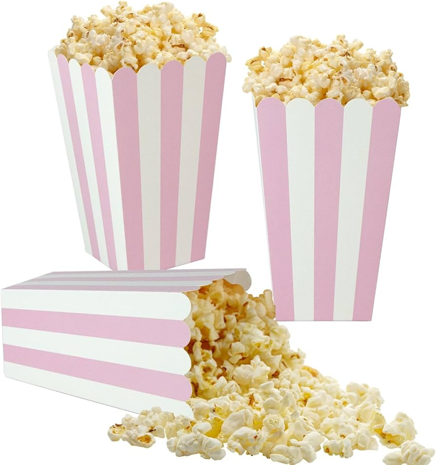 24 Pack Striped Popcorn Boxes - Carnival Parties Mini Paper Popcorn and Candy Containers, Party S... | Amazon (US)